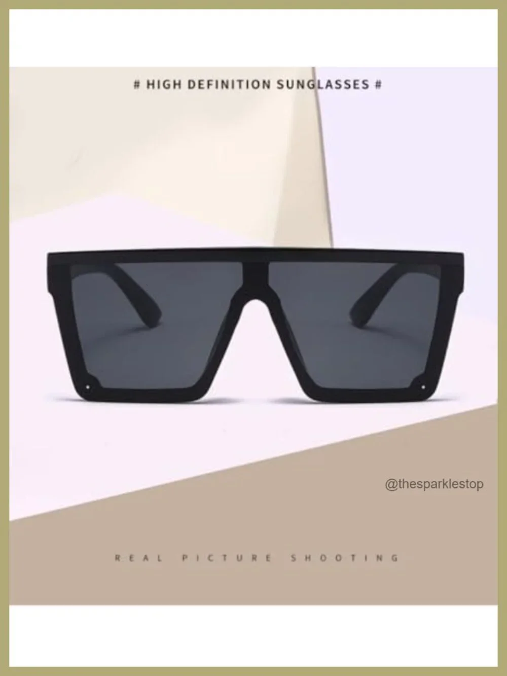 Oversized Square Sunglasses for Women Men Flat Top Large Black Frame Fashion